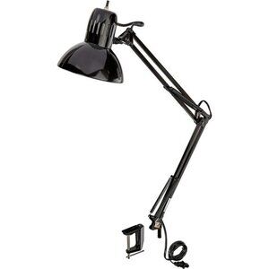 32" Multi-Joint Desk Lamp, Metal Clamp, Black, On/Off Rotary Switch on Shade
